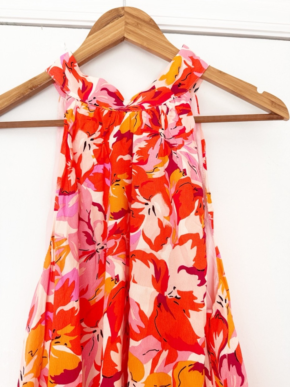 Lulus Tied Back To You Red and Pink Floral Print Mini Shift Dress XL NWT - Picture 4 of 12